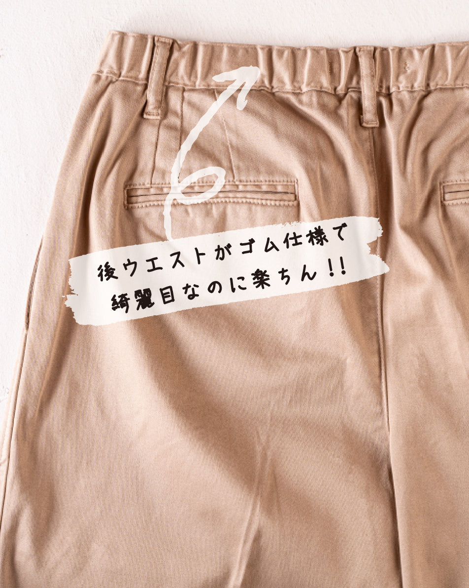 楽してキレイ!! プレミアムコットン タックストレートトラウザー【URBAN by WHEIR】